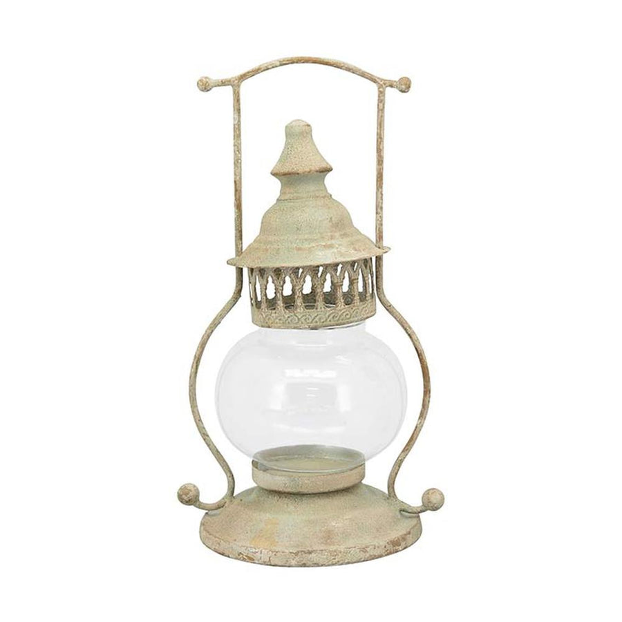 Vintage stílusú, viharlámpa formájú lámpás, antikolt fém felülettel