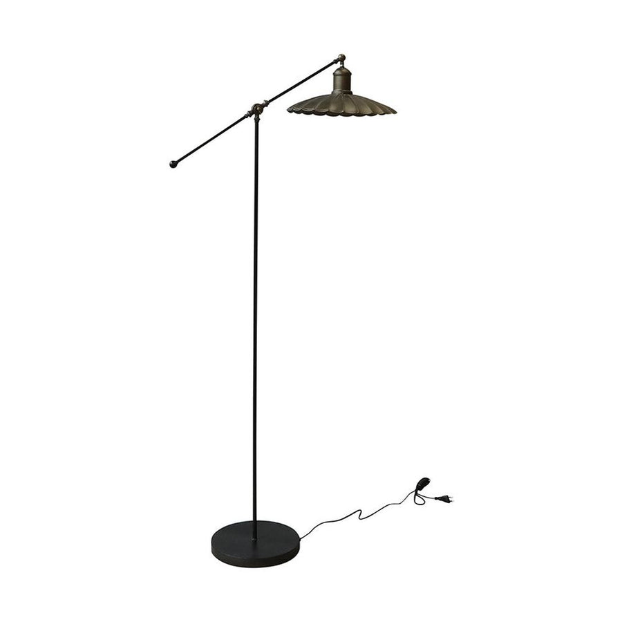 Vintage stílusú állólámpa, antikolt réz színű fém lámpabúrával