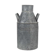 Vidéki vintage stílusú, 36 cm magas, antikolt felületű, tradicionális formavilágú bádog tejeskanna "Country Garden" dombormintás felirattal