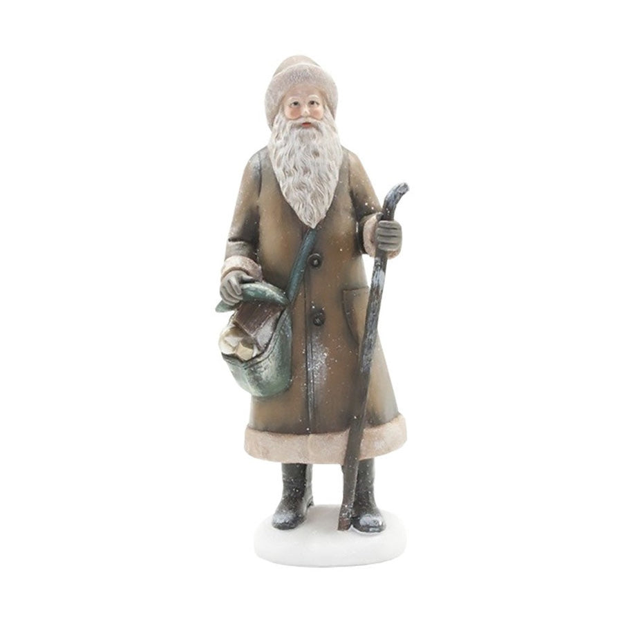 Prémium minőségű, vintage stílusú, 30 cm magas,  barna színű, klasszikus Télapó figura