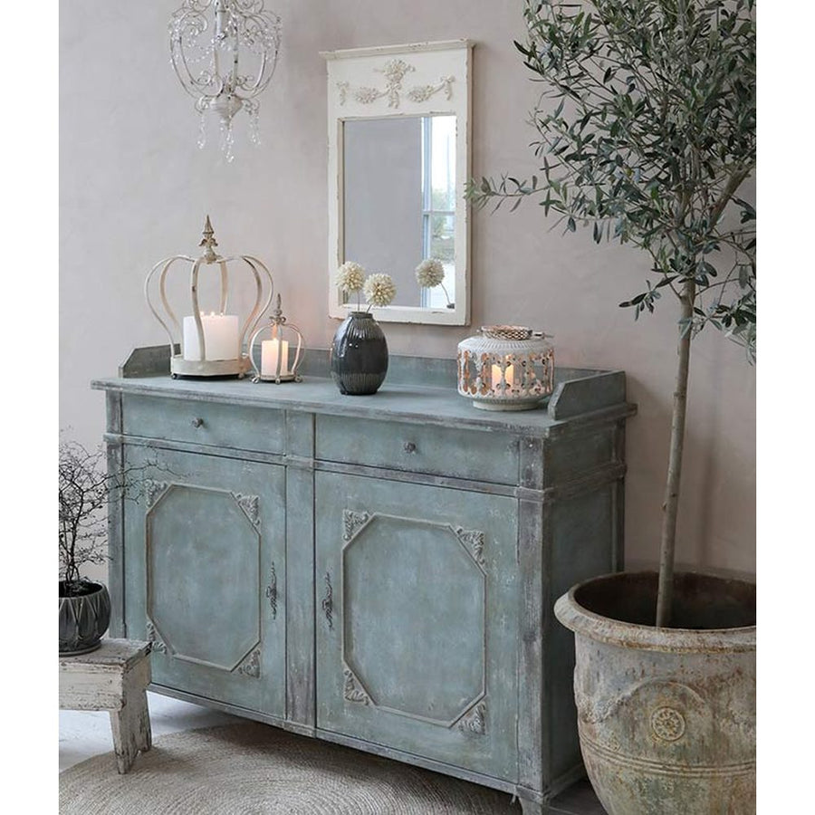 Shabby Chic stílusú tört fehér színű vintage falitükör