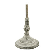 Vintage stílusú, 60,5 cm magas, antikolt felületű asztali lámpa áttört csipke mintázatú fém lámpaernyővel