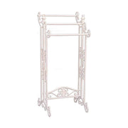 Vintage stílusú, elegáns megjelenésű, fehér színű törölközőtartó fém állvány