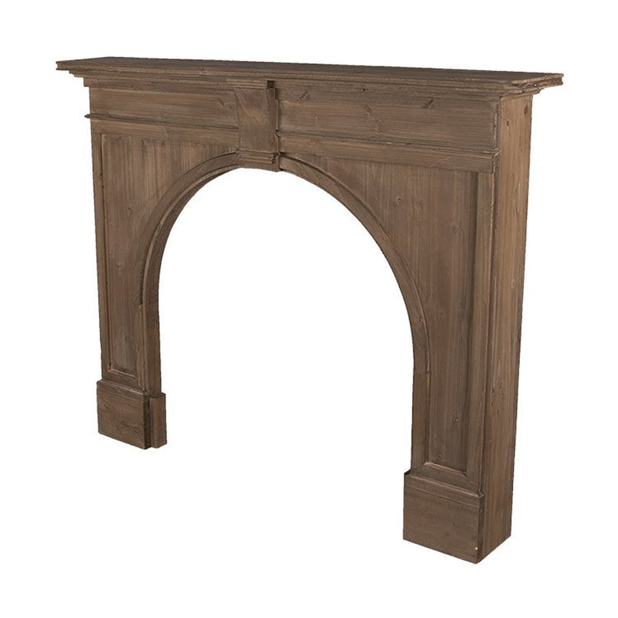 Vintage stílusú, barna színre pácolt, antikolt fa kandalló keret