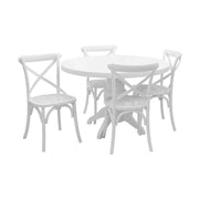 Prémium minőségű, trópusi császárfából (paulownia fa) készült, fehérszínű, vintage stílusú, négyszemélyes étkezőgarnitúra.