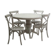 Prémium minőségű, trópusi császárfából (paulownia fa) készült, szürke színű, vintage stílusú, négyszemélyes étkezőgarnitúra.