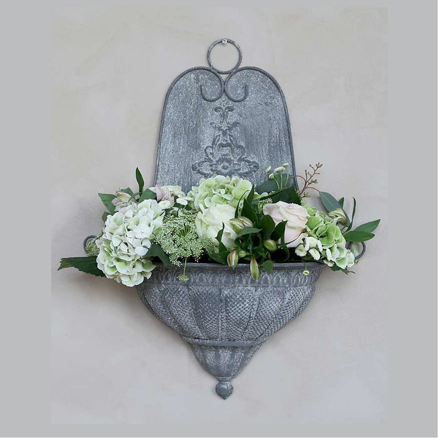 Vintage stílusú, bádogból készült fali kaspó