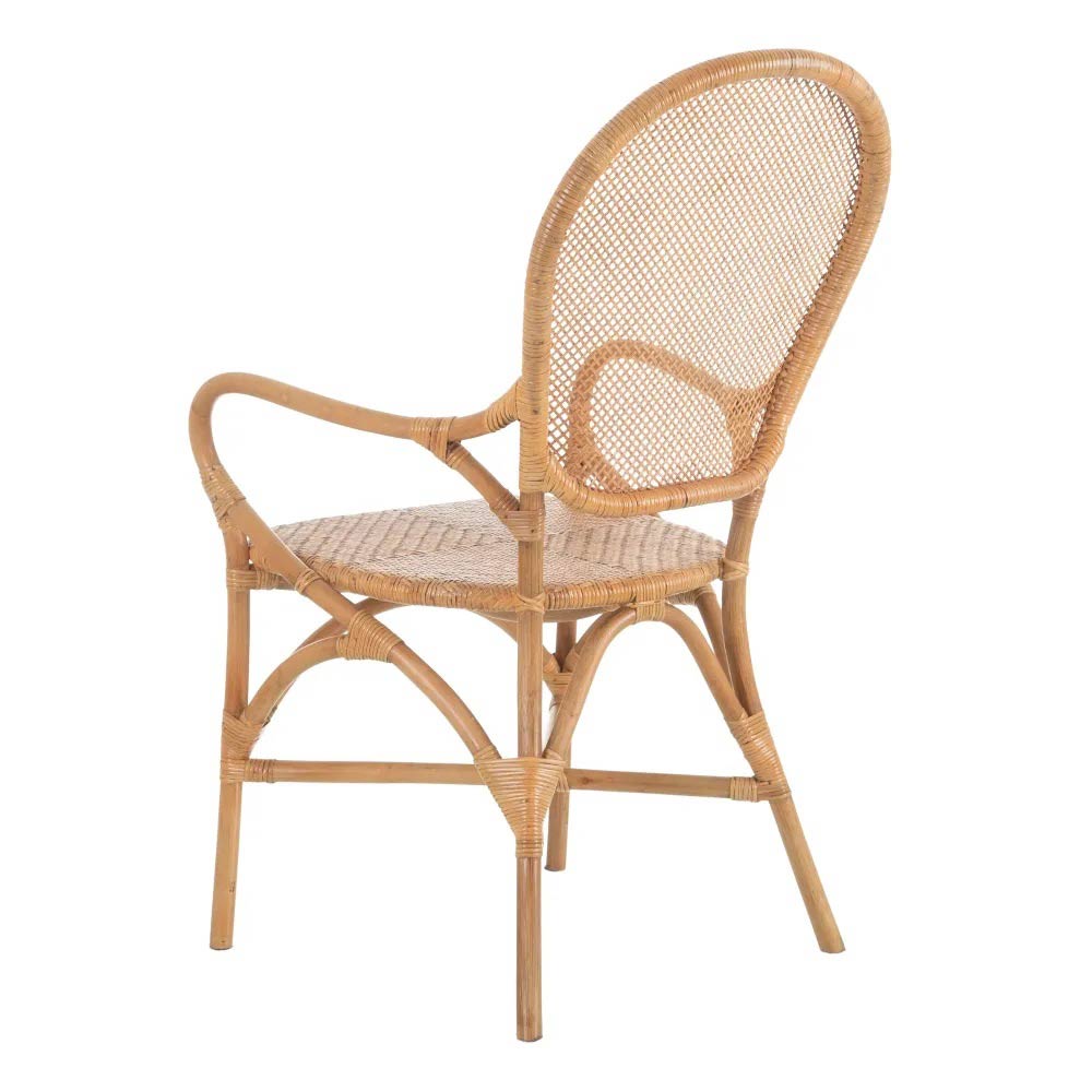 Vintage stílusú, természetes rattanból készült, natúr színű kézműves karosszék.