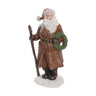 HERITAGE barna vintage Télapó figura 20 cm méretben. Klasszikus karácsonyi dekoráció koszorúval és antikolt vintage megjelenéssel.