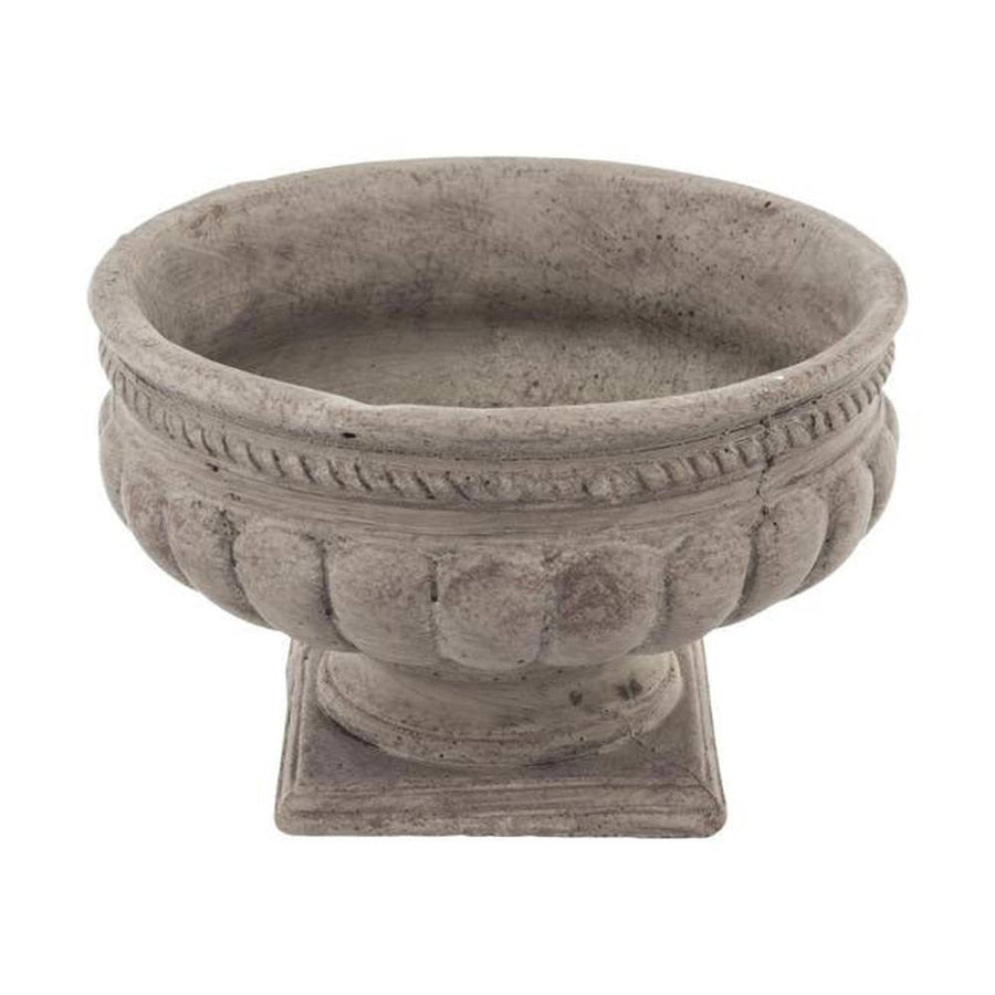 Antikolt szürke színű,, öblös kialakítású, talpas kerámia kaspó tál.