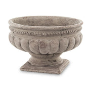 Antikolt szürke színű,, öblös kialakítású, talpas kerámia kaspó tál.